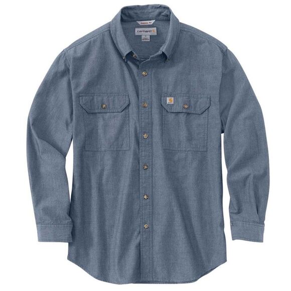 Carhartt Men's Relaxed Fit Casual Button Up Shirt XL Long Sleeve Blue Pocket - Picture 1 of 8